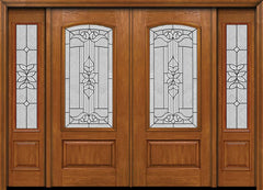 WDMA 88x80 Door (7ft4in by 6ft8in) Exterior Cherry Camber 3/4 Lite Double Entry Door Sidelights Cadence Glass 1
