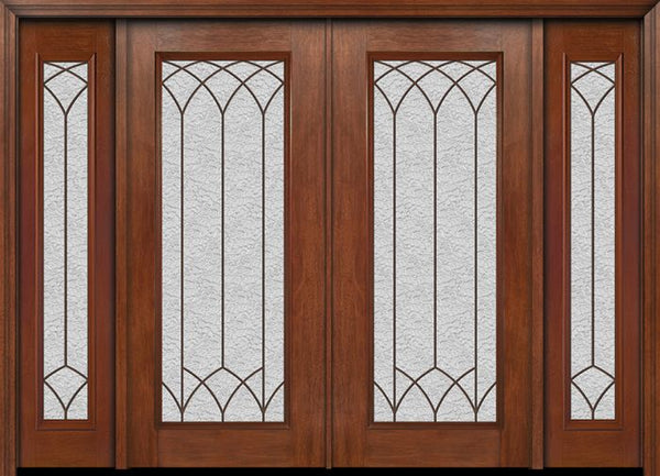 WDMA 88x80 Door (7ft4in by 6ft8in) Exterior Mahogany Full Lite Double Entry Door Sidelights Davidson Glass 1