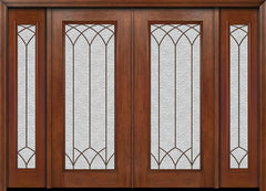 WDMA 88x80 Door (7ft4in by 6ft8in) Exterior Mahogany Full Lite Double Entry Door Sidelights Davidson Glass 1