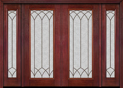 WDMA 88x80 Door (7ft4in by 6ft8in) Exterior Cherry Full Lite Double Entry Door Sidelights Davidson Glass 1