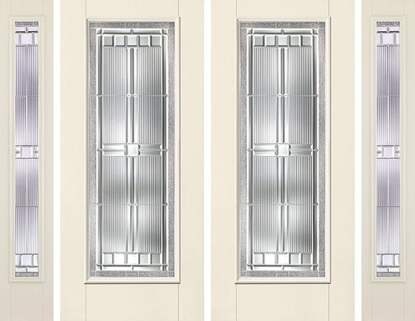 WDMA 88x80 Door (7ft4in by 6ft8in) Exterior Smooth SaratogaTM Full Lite W/ Stile Lines Star Double Door 2 Sides 1