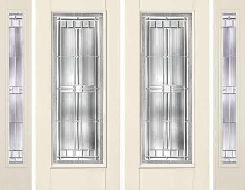 WDMA 88x80 Door (7ft4in by 6ft8in) Exterior Smooth SaratogaTM Full Lite W/ Stile Lines Star Double Door 2 Sides 1
