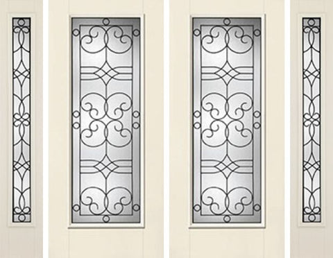 WDMA 88x80 Door (7ft4in by 6ft8in) Exterior Smooth Salinas Full Lite W/ Stile Lines Star Double Door 2 Sides Full Lite Sidelight 1