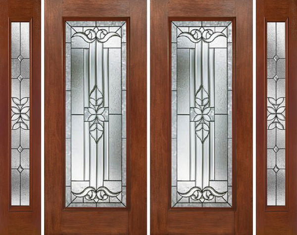 WDMA 88x80 Door (7ft4in by 6ft8in) Exterior Mahogany Full Lite Double Entry Door Sidelights CD Glass 1