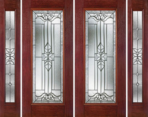 WDMA 88x80 Door (7ft4in by 6ft8in) Exterior Cherry Full Lite Double Entry Door Sidelights CD Glass 1