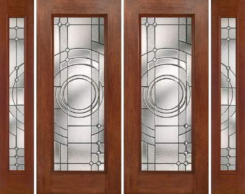 WDMA 88x80 Door (7ft4in by 6ft8in) Exterior Mahogany Full Lite Double Entry Door Sidelights EN Glass 1