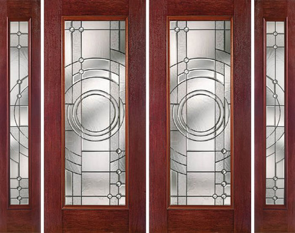 WDMA 88x80 Door (7ft4in by 6ft8in) Exterior Cherry Full Lite Double Entry Door Sidelights EN Glass 1