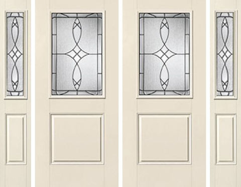 WDMA 88x80 Door (7ft4in by 6ft8in) Exterior Smooth Blackstone Half Lite 1 Panel Star Double Door 2 Sides Half Lite Sidelight 1