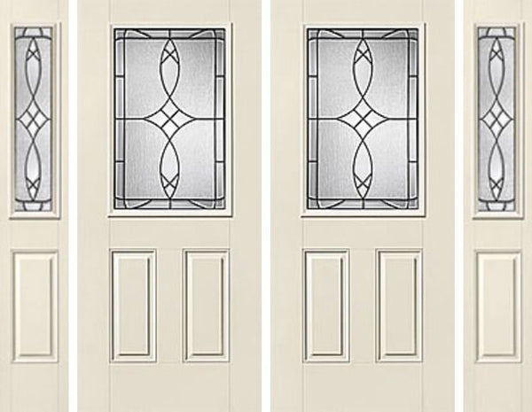 WDMA 88x80 Door (7ft4in by 6ft8in) Exterior Smooth Blackstone Half Lite 2 Panel Star Double Door 2 Sides Half Lite Sidelight 1