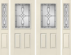 WDMA 88x80 Door (7ft4in by 6ft8in) Exterior Smooth Blackstone Half Lite 2 Panel Star Double Door 2 Sides Half Lite Sidelight 1