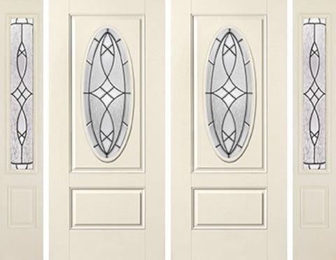 WDMA 88x80 Door (7ft4in by 6ft8in) Exterior Smooth Blackstone 3/4 Captured Oval Lite 1 Panel Star Double Door 2 Sides 1