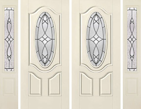 WDMA 88x80 Door (7ft4in by 6ft8in) Exterior Smooth Blackstone 3/4 Deluxe Oval Lite 2 Panel Star Double Door 2 Sides 1