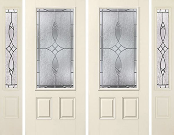 WDMA 88x80 Door (7ft4in by 6ft8in) Exterior Smooth Blackstone 3/4 Lite 2 Panel Star Double Door 2 Sides 1