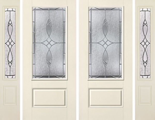 WDMA 88x80 Door (7ft4in by 6ft8in) Exterior Smooth Blackstone 3/4 Lite 1 Panel Star Double Door 2 Sides 1