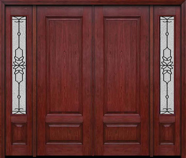 WDMA 88x96 Door (7ft4in by 8ft) Exterior Cherry 96in Two Panel Double Entry Door Sidelights Mediterranean Glass 1