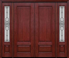 WDMA 88x96 Door (7ft4in by 8ft) Exterior Cherry 96in Two Panel Double Entry Door Sidelights Mediterranean Glass 1