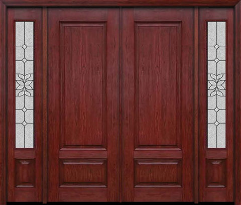 WDMA 88x96 Door (7ft4in by 8ft) Exterior Cherry 96in Two Panel Double Entry Door Sidelights Cadence Glass 1