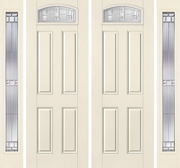WDMA 88x96 Door (7ft4in by 8ft) Exterior Smooth SaratogaTM 8ft Camber Top Lite 4 Panel Star Double Door 2 Sides 1