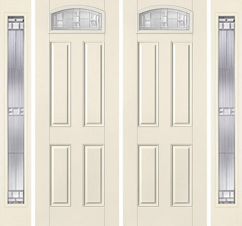 WDMA 88x96 Door (7ft4in by 8ft) Exterior Smooth SaratogaTM 8ft Camber Top Lite 4 Panel Star Double Door 2 Sides 1