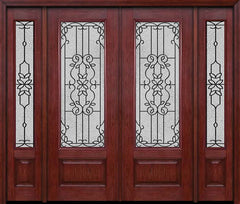WDMA 88x96 Door (7ft4in by 8ft) Exterior Cherry 96in 3/4 Lite Double Entry Door Sidelights Mediterranean Glass 1