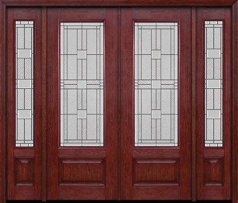 WDMA 88x96 Door (7ft4in by 8ft) Exterior Cherry 96in 3/4 Lite Double Entry Door Sidelights Monterey Glass 1