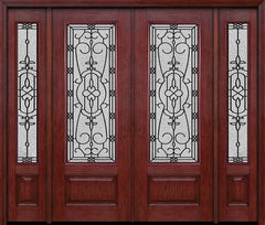 WDMA 88x96 Door (7ft4in by 8ft) Exterior Cherry 96in 3/4 Lite Double Entry Door Sidelights Jacinto Glass 1
