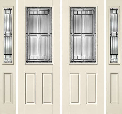 WDMA 88x96 Door (7ft4in by 8ft) Exterior Smooth SaratogaTM 8ft Half Lite 2 Panel Star Double Door 2 Sides 1