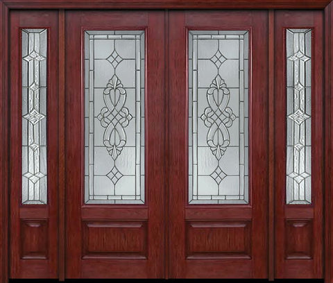 WDMA 88x96 Door (7ft4in by 8ft) Exterior Cherry 96in 3/4 Lite Double Entry Door Sidelights Windsor Glass 1