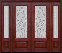 WDMA 88x96 Door (7ft4in by 8ft) Exterior Cherry 96in 3/4 Lite Double Entry Door Sidelights Waterside Glass 1