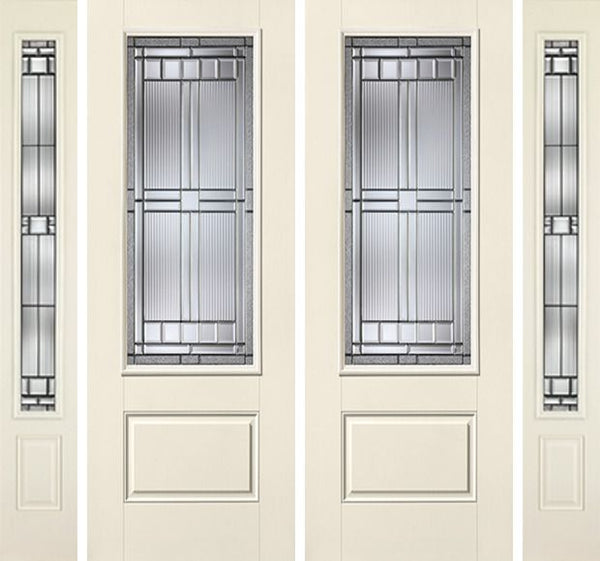 WDMA 88x96 Door (7ft4in by 8ft) Exterior Smooth SaratogaTM 8ft 3/4 Lite 1 Panel Star Double Door 2 Sides 1