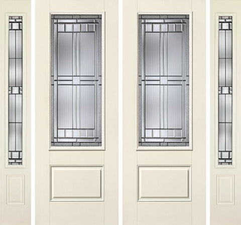 WDMA 88x96 Door (7ft4in by 8ft) Exterior Smooth SaratogaTM 8ft 3/4 Lite 1 Panel Star Double Door 2 Sides 1