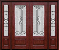 WDMA 88x96 Door (7ft4in by 8ft) Exterior Cherry 96in 3/4 Lite Double Entry Door Sidelights Cadence Glass 1