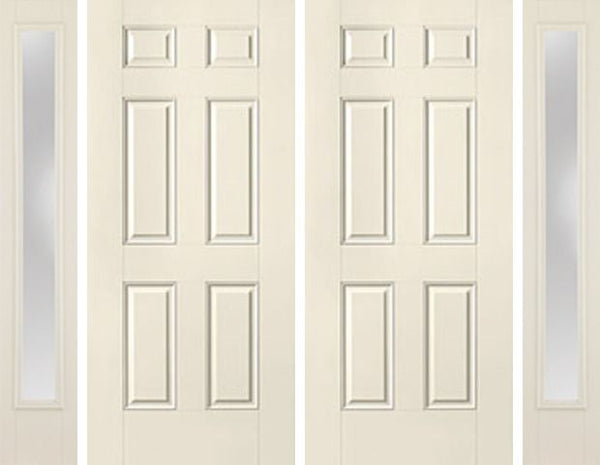 WDMA 92x80 Door (7ft8in by 6ft8in) Exterior Smooth 6 Panel Star Double Door 2 Sides Clear 1