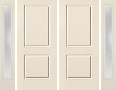 WDMA 92x80 Door (7ft8in by 6ft8in) Exterior Smooth 2 Panel Square Top Star Double Door 2 Sides Clear 1