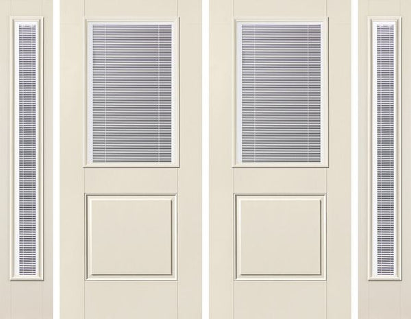 WDMA 92x80 Door (7ft8in by 6ft8in) Exterior Smooth Raise/Tilt Half Lite 1 Panel Star Double Door 2 Sides 1