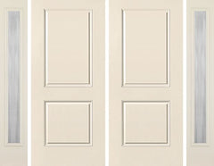 WDMA 92x80 Door (7ft8in by 6ft8in) Exterior Smooth 2 Panel Square Top Star Double Door 2 Sides Chinchilla Full Lite 1