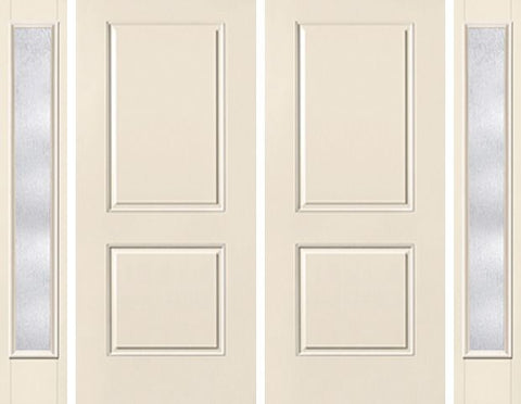 WDMA 92x80 Door (7ft8in by 6ft8in) Exterior Smooth 2 Panel Square Top Star Double Door 2 Sides Rainglass Full Lite 1
