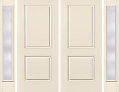WDMA 92x80 Door (7ft8in by 6ft8in) Exterior Smooth 2 Panel Square Top Star Double Door 2 Sides Rainglass Full Lite 1