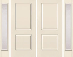 WDMA 92x80 Door (7ft8in by 6ft8in) Exterior Smooth 2 Panel Square Top Star Double Door 2 Sides Granite Full Lite 1