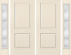 WDMA 92x80 Door (7ft8in by 6ft8in) Exterior Smooth 2 Panel Square Top Star Double Door 2 Sides Chord Full Lite 1