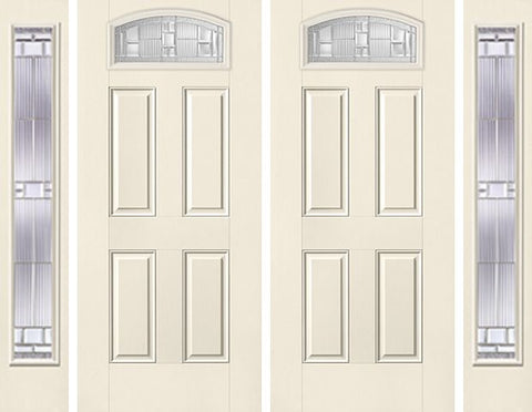 WDMA 92x80 Door (7ft8in by 6ft8in) Exterior Smooth SaratogaTM Camber Top Lite 4 Panel Star Double Door 2 Sides 1