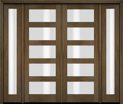 WDMA 94x80 Door (7ft10in by 6ft8in) Exterior Swing Mahogany Modern 5 Lite Shaker Double Entry Door Sidelights 3