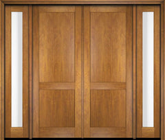 WDMA 94x80 Door (7ft10in by 6ft8in) Exterior Swing Mahogany Modern 2 Flat Panel Shaker Double Entry Door Sidelights 1