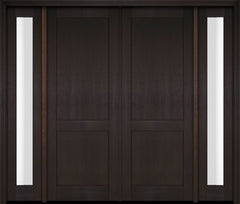 WDMA 94x80 Door (7ft10in by 6ft8in) Exterior Swing Mahogany Modern 2 Flat Panel Shaker Double Entry Door Sidelights 2
