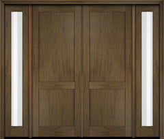 WDMA 94x80 Door (7ft10in by 6ft8in) Exterior Swing Mahogany Modern 2 Flat Panel Shaker Double Entry Door Sidelights 3