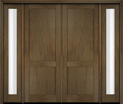 WDMA 94x80 Door (7ft10in by 6ft8in) Exterior Swing Mahogany Modern 2 Flat Panel Shaker Double Entry Door Sidelights 3