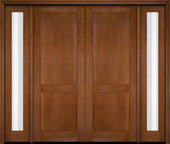 WDMA 94x80 Door (7ft10in by 6ft8in) Exterior Swing Mahogany Modern 2 Flat Panel Shaker Double Entry Door Sidelights 5