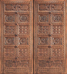 WDMA 96x120 Door (8ft by 10ft) Exterior Mahogany Indian Style Hand Carved Double Door 1