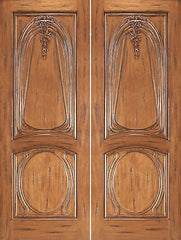 WDMA 96x120 Door (8ft by 10ft) Exterior Mahogany AN-2013-2 Hand Carved 2-Panel Art Nouveau Double Door 1