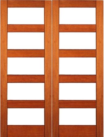 WDMA 96x80 Door (8ft by 6ft8in) Exterior Mahogany Contemporary Double Door Clear Low-E Glass 1